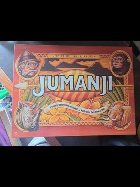 Jumanji Board Game - Bold Orange Red Design In Wooden Box